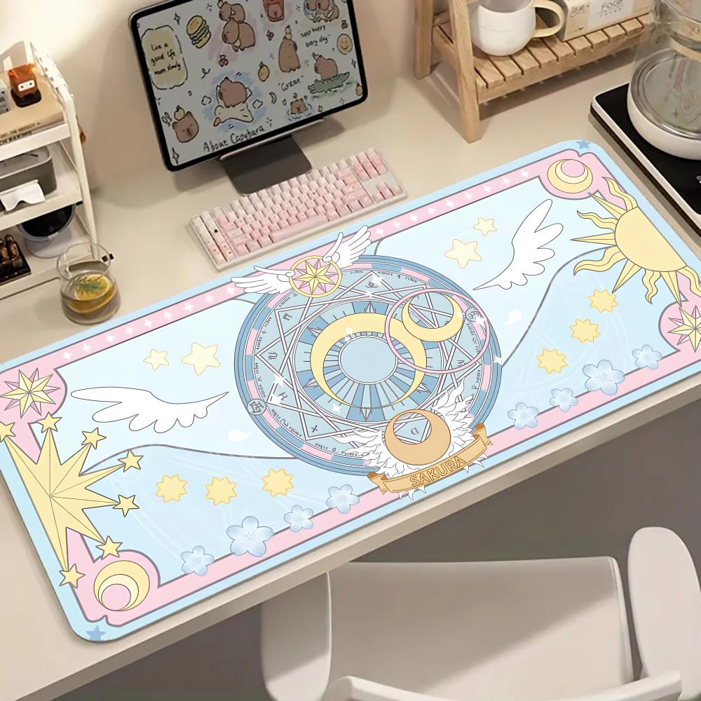 Pink Magic Girl Cute Mouse Pad Large Anti-slip PC Desk Accessories Mousepad for Offices and Gamer Keyboard Mats Decor Mat