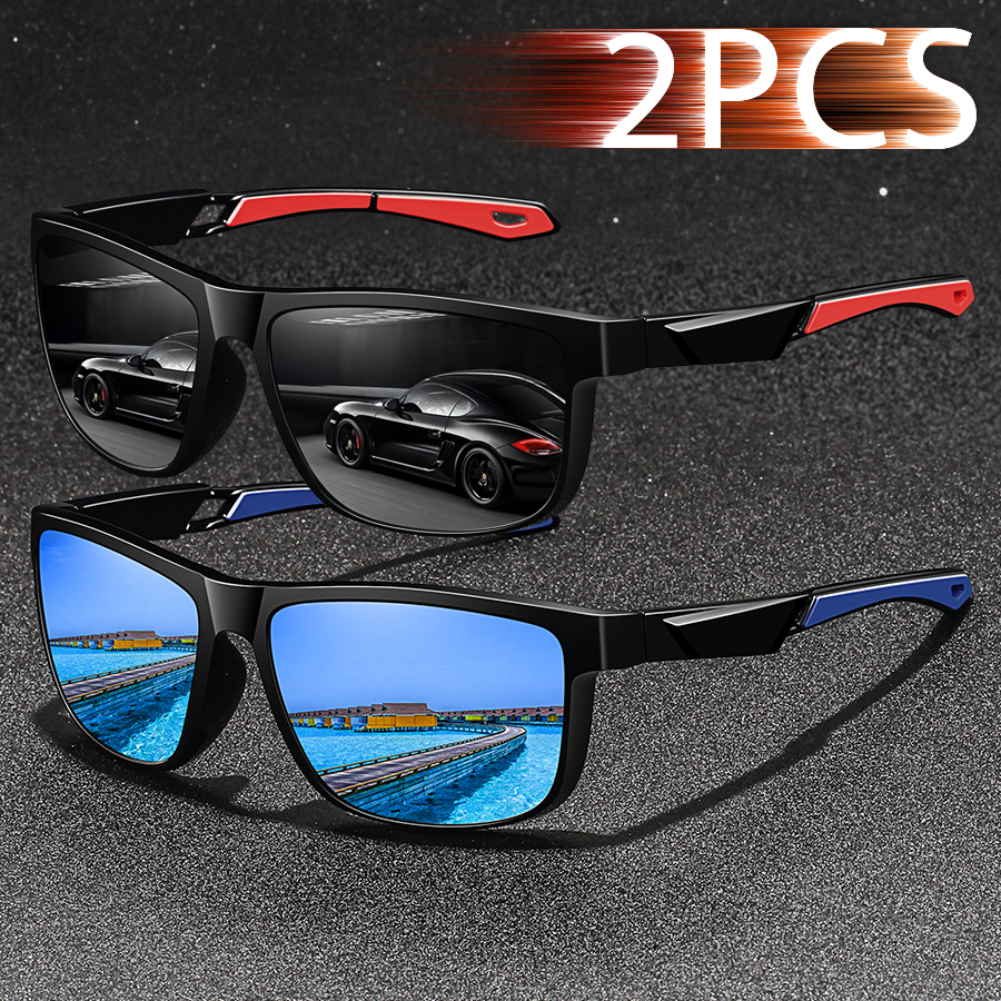 2PCS Fashion Vintage Classic Colorful Half Frame Eyewear Men Women Fishing Driving Cycling Sports Mountainering Sun Glasses