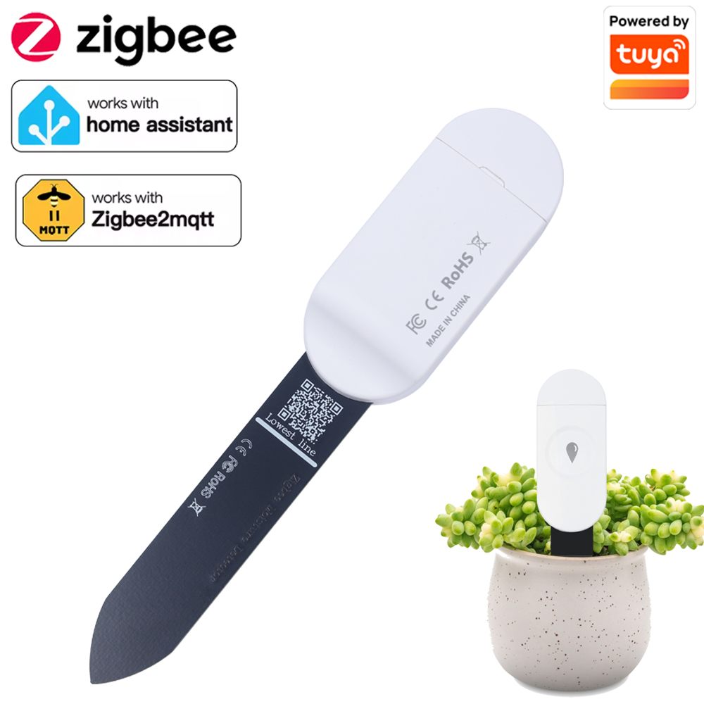 Zigbee Soil Moisture Sensor Monitor Plants Moisture Humidity Temperature Tester Tuya Smart Life Voice Control Home Alexa