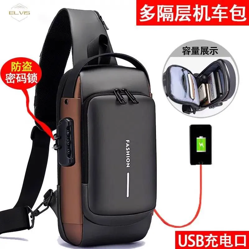 Crossbody Multifunctional Side Bags,Anti Theft Waterproof Unisex Sling Bag, USB Charging port Shoulder Backpack With Multifunctional Use for Travel, Hiking, Camping