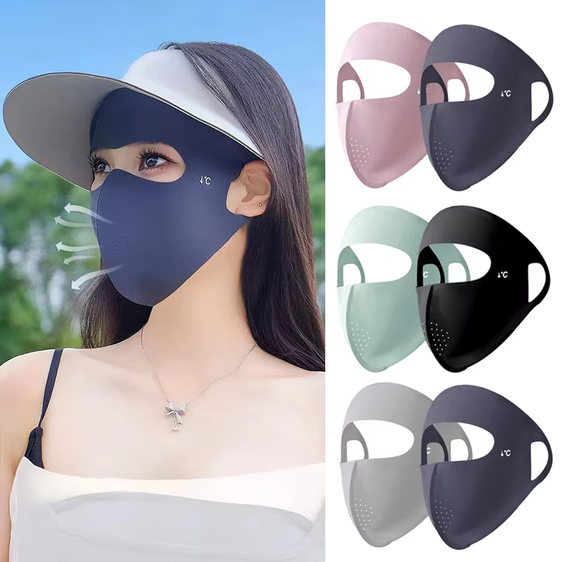 Sunscreen Mask for Women in Summer UV Protection Sunshade Ice Silk Face Mask Facial Face Mask Gini Protective Stereoscopic Mask