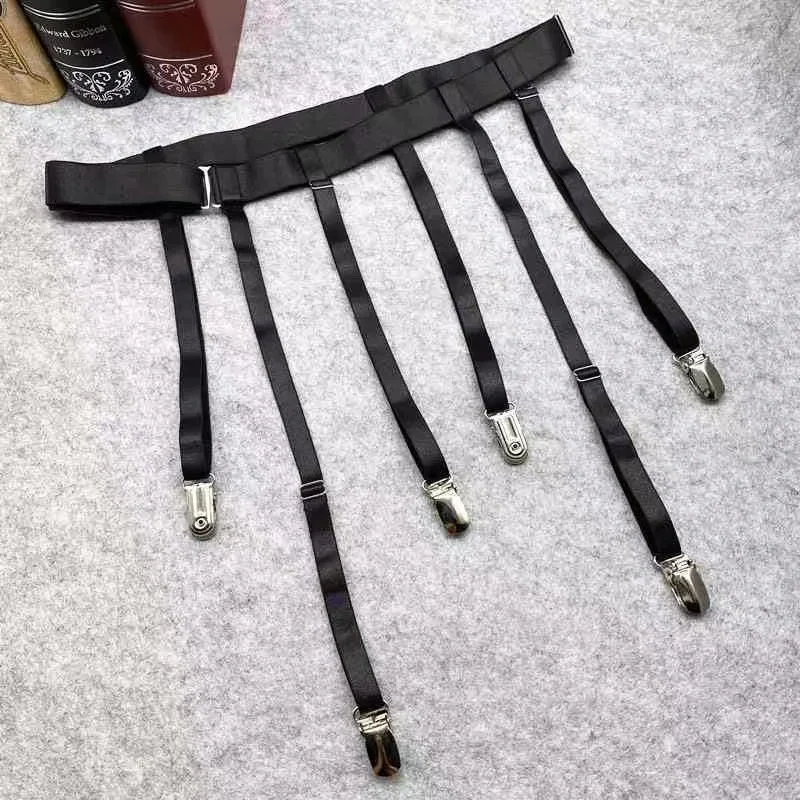 Black Simplicity Garter Belt for Women Thigh High Stockings Adjustable Elastic Leg Sock Suspenders Belt 4/6 Metal Clips