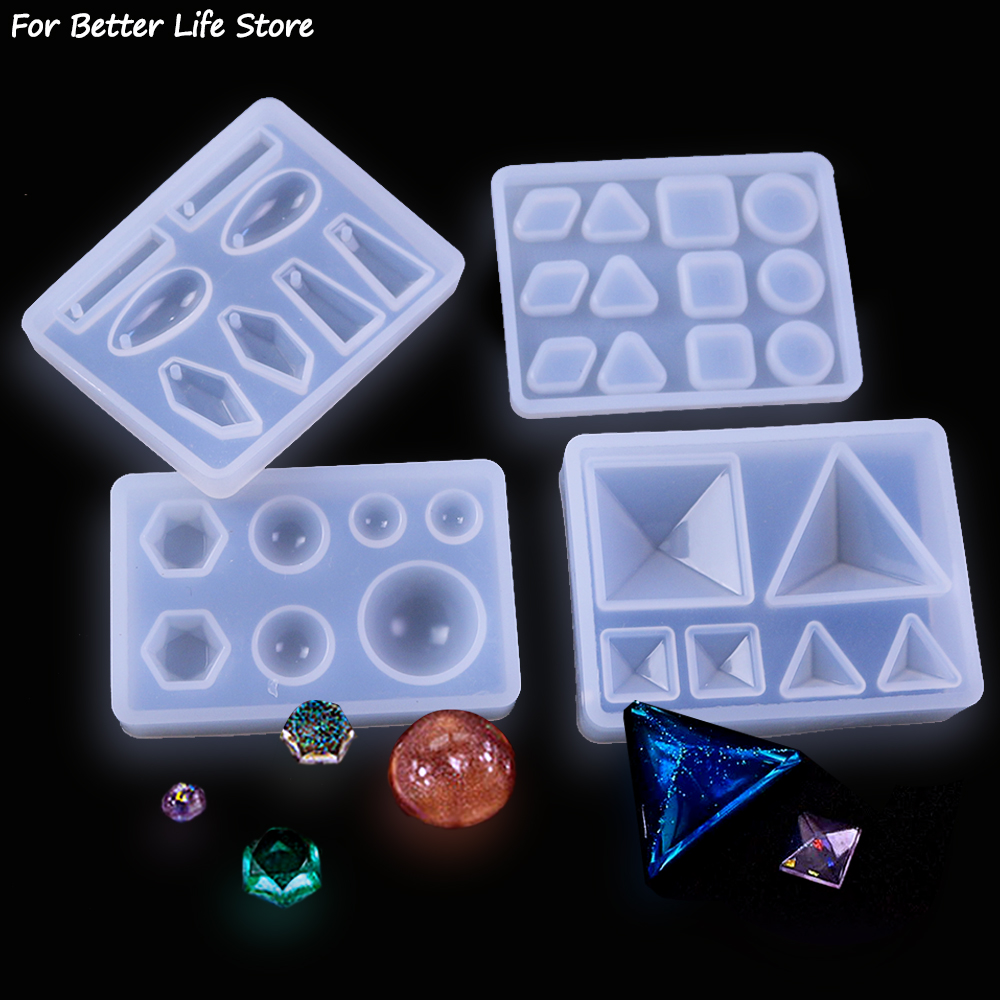 For Better Life 1Pc Transparent Epoxy Resin DIY Pendant Soft Silicone Molds Handmade Earrings Jewelry Making Geometric Mould