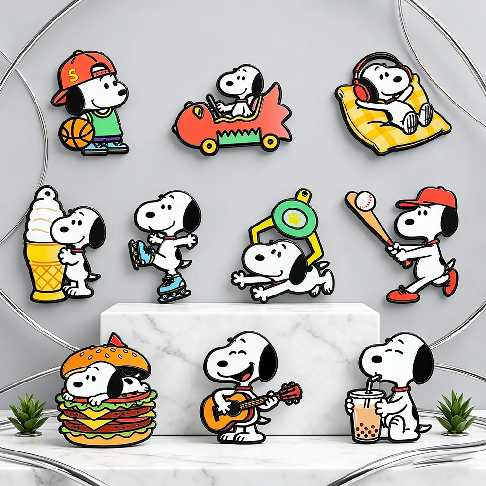 10Pcs Animal Snoopy Enamel Pins Cute Cartoon Character White Dogs Brooch Lapel Badge For Backpack Creative Friends