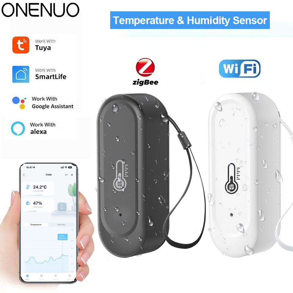 IP65 Zigbee or WiFi Temperature Humidity Sensor Waterproof Outdoor Hygrometer Thermometer Work With Tuya Alexa