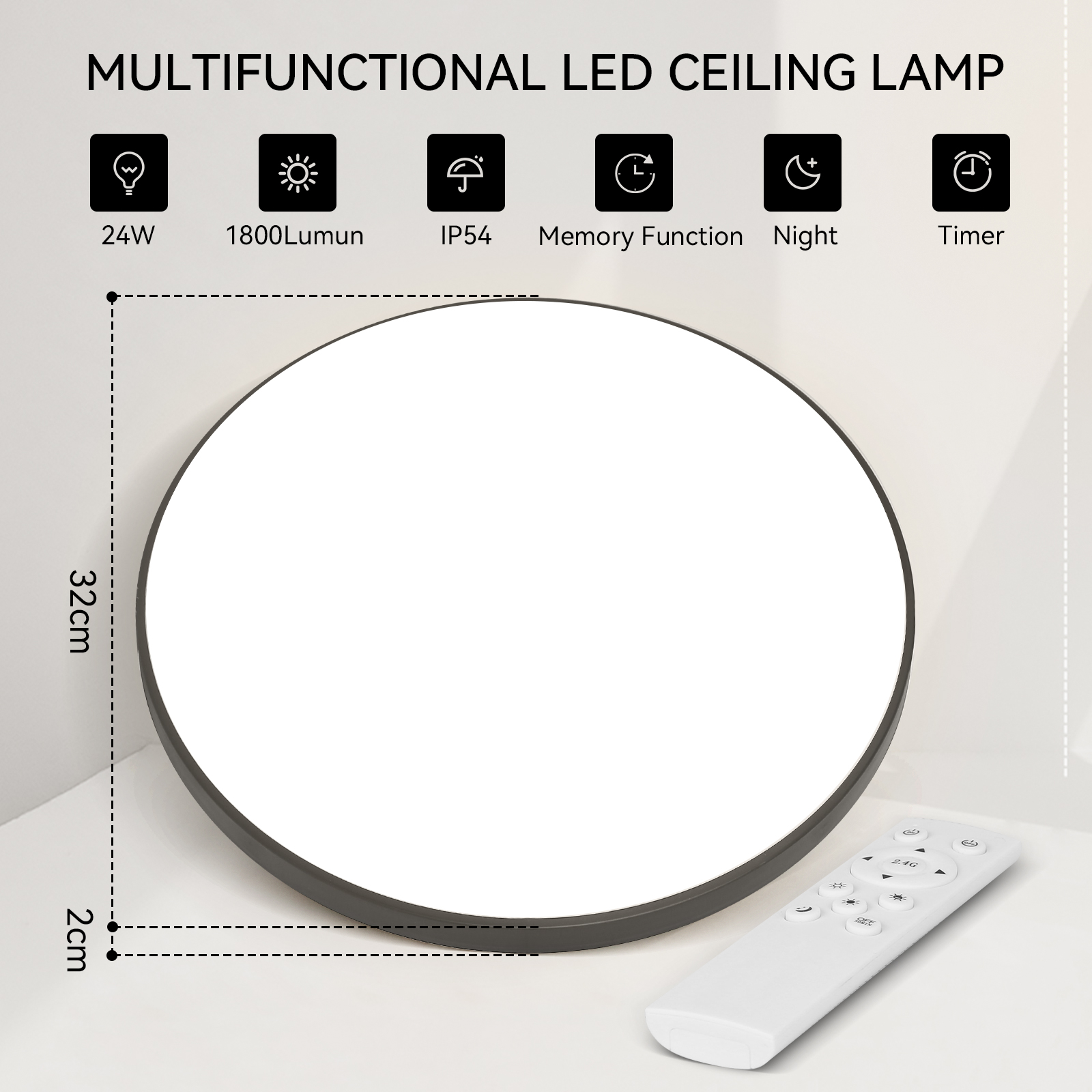 Dimmable LED Ceiling Panel Light Smart Lighting Lamps Bedroom With Remote Control Living Room Fixture 85v-220V Home Appliance lightify