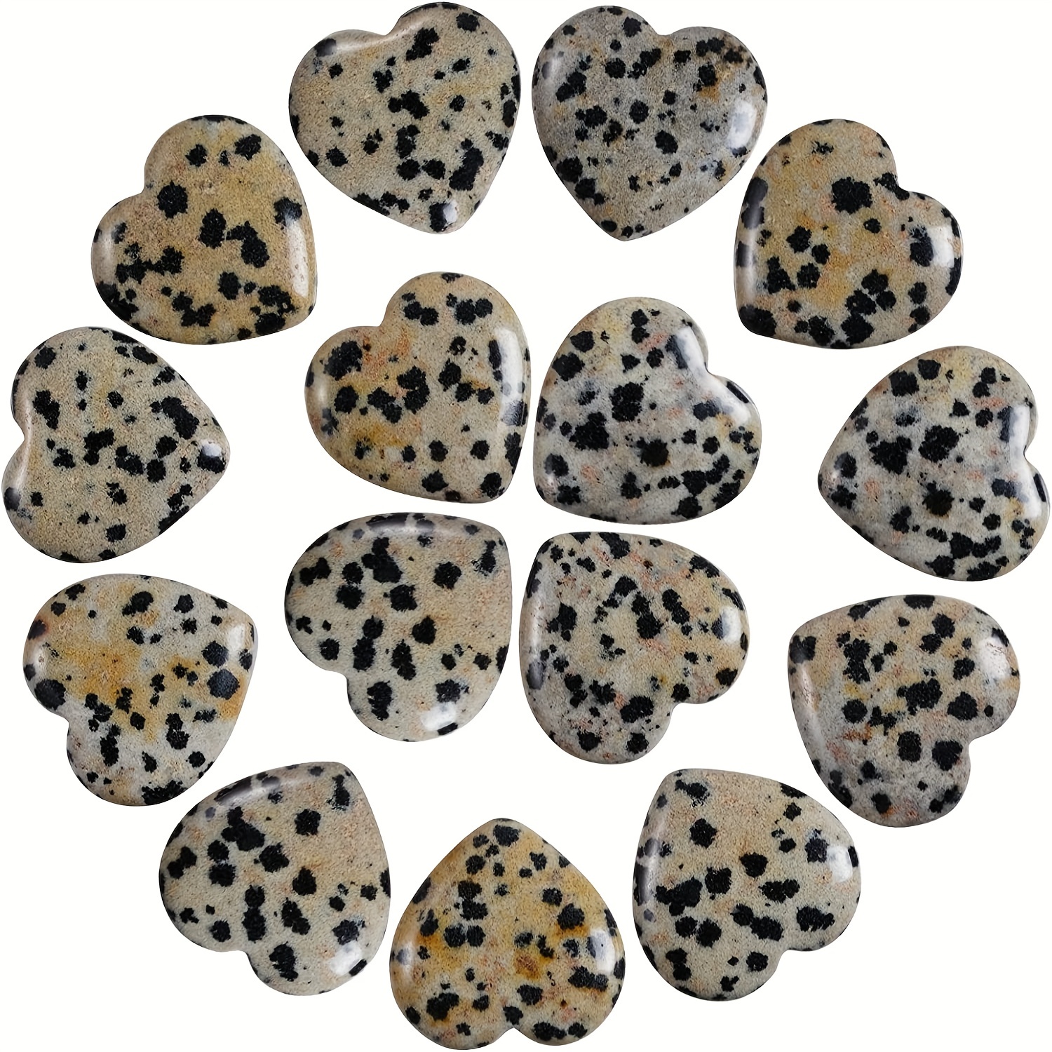 5/10/20pcs 20mm Crystal Natural Dalmatian Jasper Heart Love Carved Palm Worry Stone Lucky Reiki Crystal
