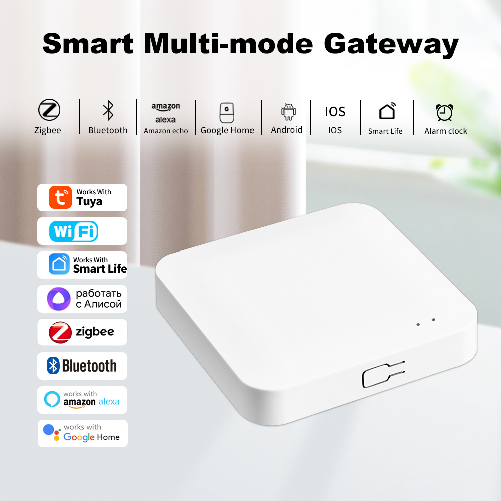 MOES New Multi-mode Smart Gateway ZigBee Bluetooth Mesh Hub Work with Tuya Smart App Voice Control via Alexa Home