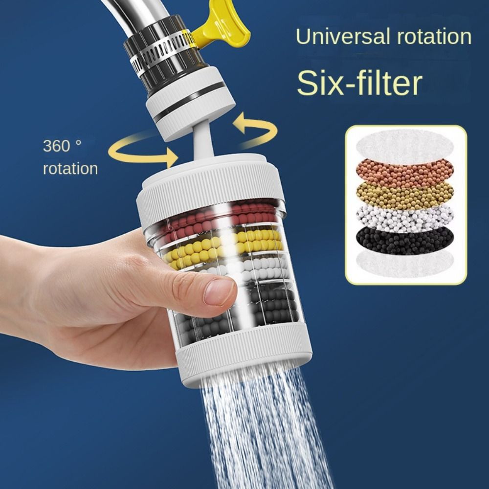360° Rotatable 6 Layers Filter Kitchen Tool Sink Bathroom Accessories Bubbler Filtration Faucet Splash-proof Shower