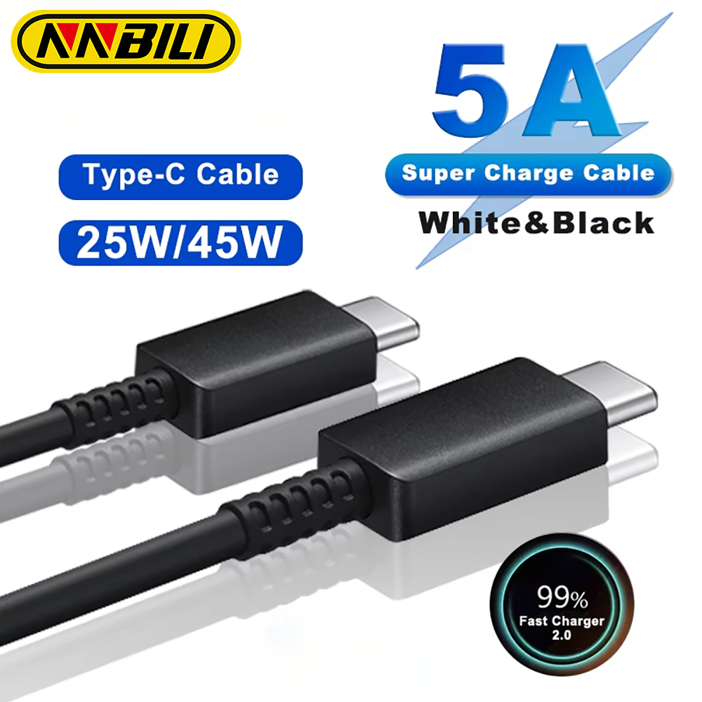 NNBILI PD 45W Dual Type C Super Fast Charge Cable for S23 S24 S25 S26 Plus Note 10 20 Ultra A54 A55 Charging Data Cable