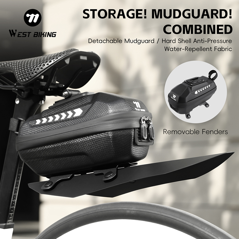 WEST BIKING Bike Bag Bicycle Tail Bag Mudguard Combo EVA Hard-Shell Storage Bags Quick-Release Waterproof Bag Bike Accessories