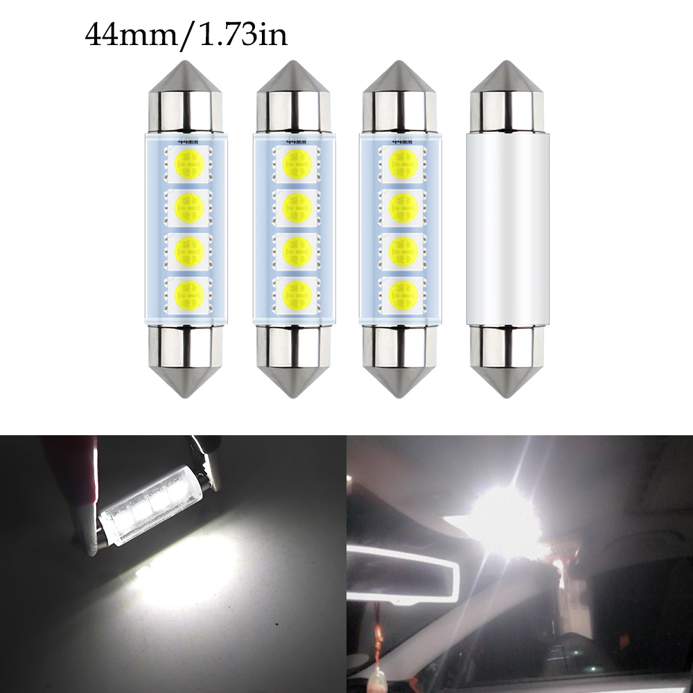 4pcs 44MM 1.76 In Car Rigid Loop Festoon Led Bulb Extremely Bright 211-2 212-2 561 578 RL4410 Interior Reading Dome Lamps Cargo