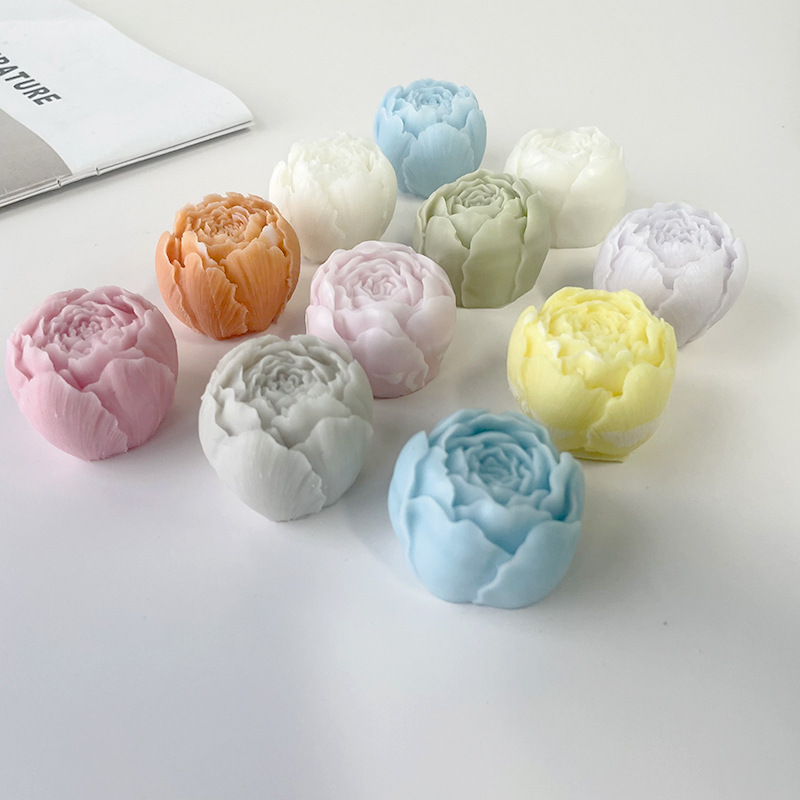 Large Peony Flower Silicone Candle Mold Diy Handmade 3D Rose Candle Soap Plaster Resin Cake Baking Tool Home Decoration