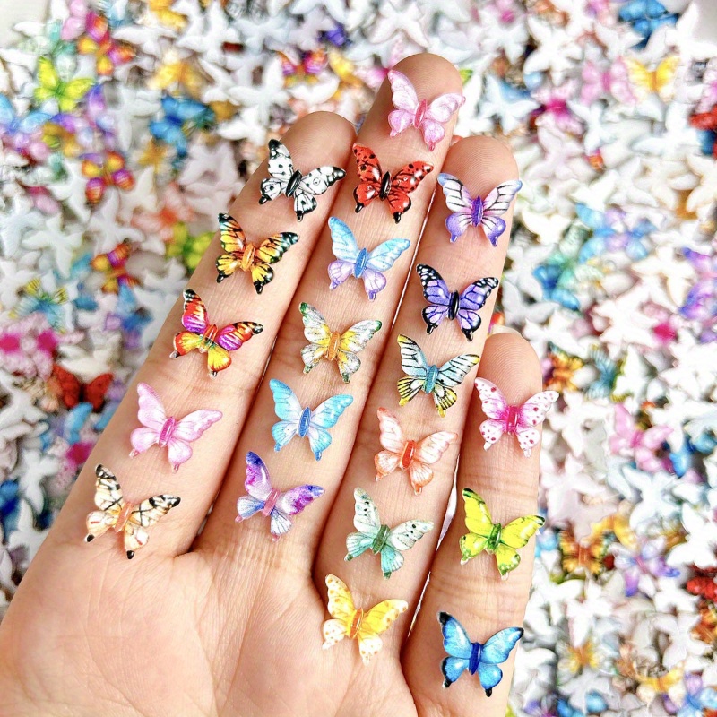 50/100Pcs Mini 3D Resin Butterflies - Multi-Colored Insect Decorations for Nail Art, Jewelry, and Wedding Crafts | Scrapbooking, Home Decor, Decorations, Bulk Supplies