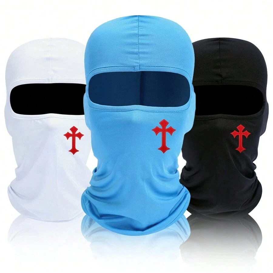 Cross printed face mask with sun protection and breathability, ideal equipment for outdoor travel, cycling and sports