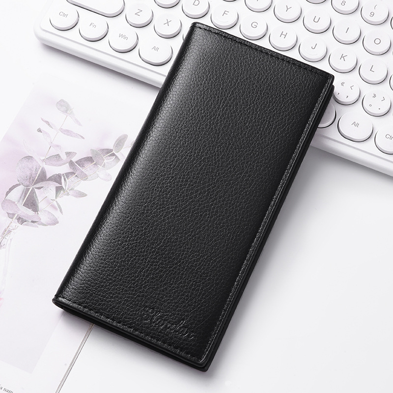 2025 new men's long wallet with multiple card slots for mobile phones, student card bag, large capacity soft thin leather wallet