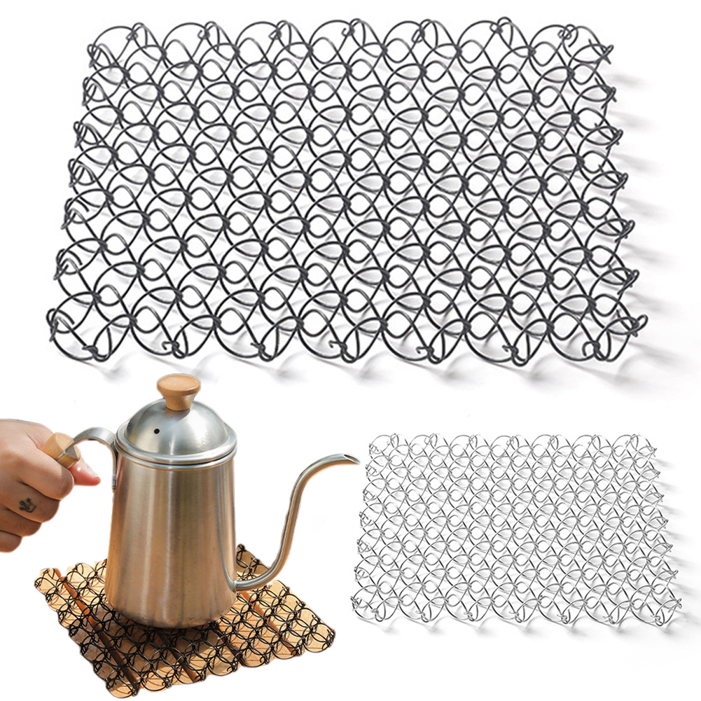 Outdoor Spring Insulated Mat 304 Stainless Steel Heat Insulation Pad Heat Resistant Mat for Hot Dishes Pots and Pans for Camping
