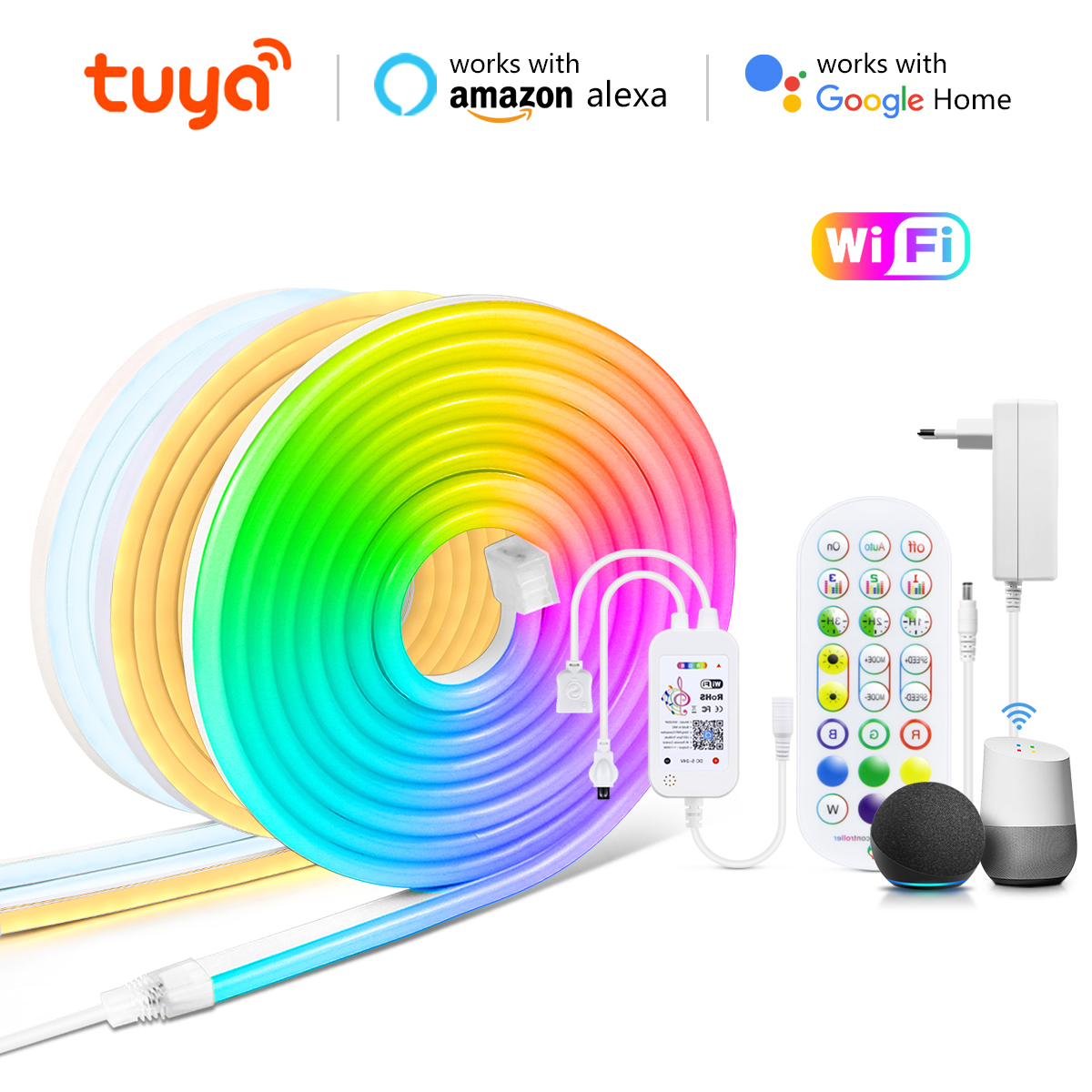 Tuya Smart LED Strip Flexible WiFi Light 12V 1M 2M 3M 5M RGB/Warm/White TV BackLight Neon Sign Tape Room Bedroom Kitchen Decor lightify