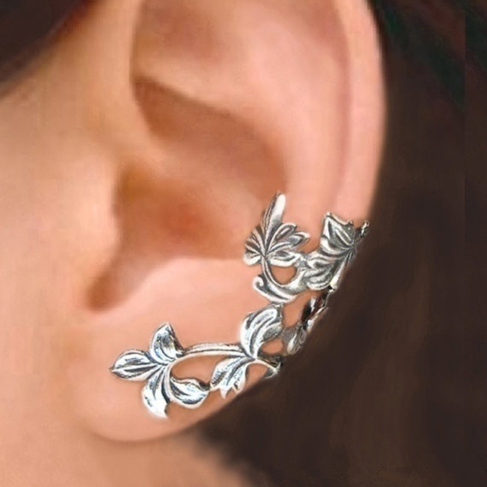 Huitan Vine Shape Ear Clip for Women Simple Stylish Female Daily Wearable Accessories Delicate Retro Earrings Jewelry