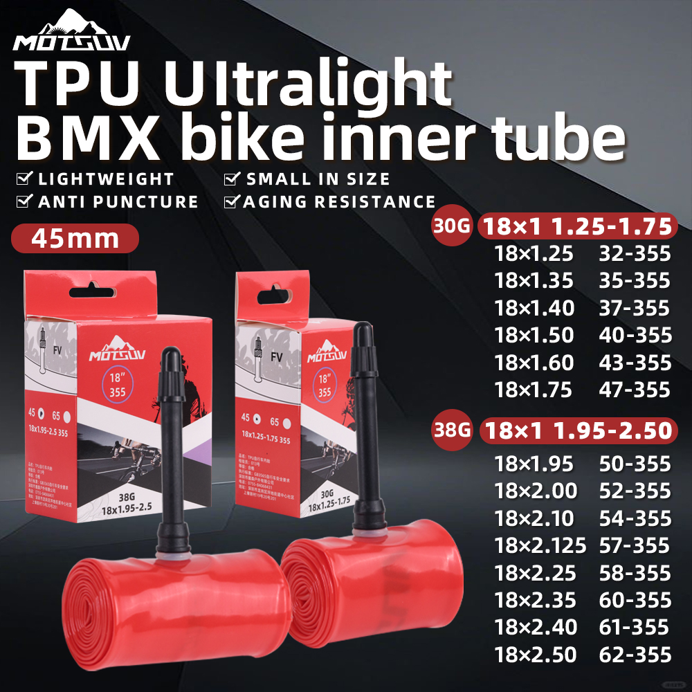 MOTSUV Bicycle Folding Bike TPU Inner Tube 18" 355x1 1.25-1.75 1 1.95-2.5BMX Cycling Camera Tire pneu aro Inner Tube Accessories