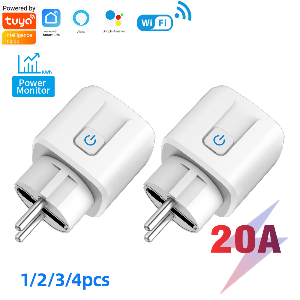 Tuya WiFi Smart Wall Socket EU 16A Power Monitor Outlet, Smart Life App Voice Remote Control, Works with Alexa Home