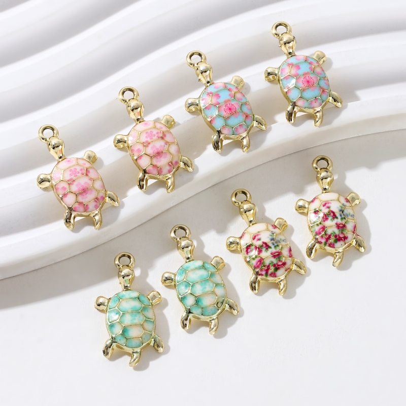 5pcs New Fashion Colorful Little Turtle Enamel Charms Cute Ocean Animal Pendants For Making Handmade DIY Jewelry Accessories