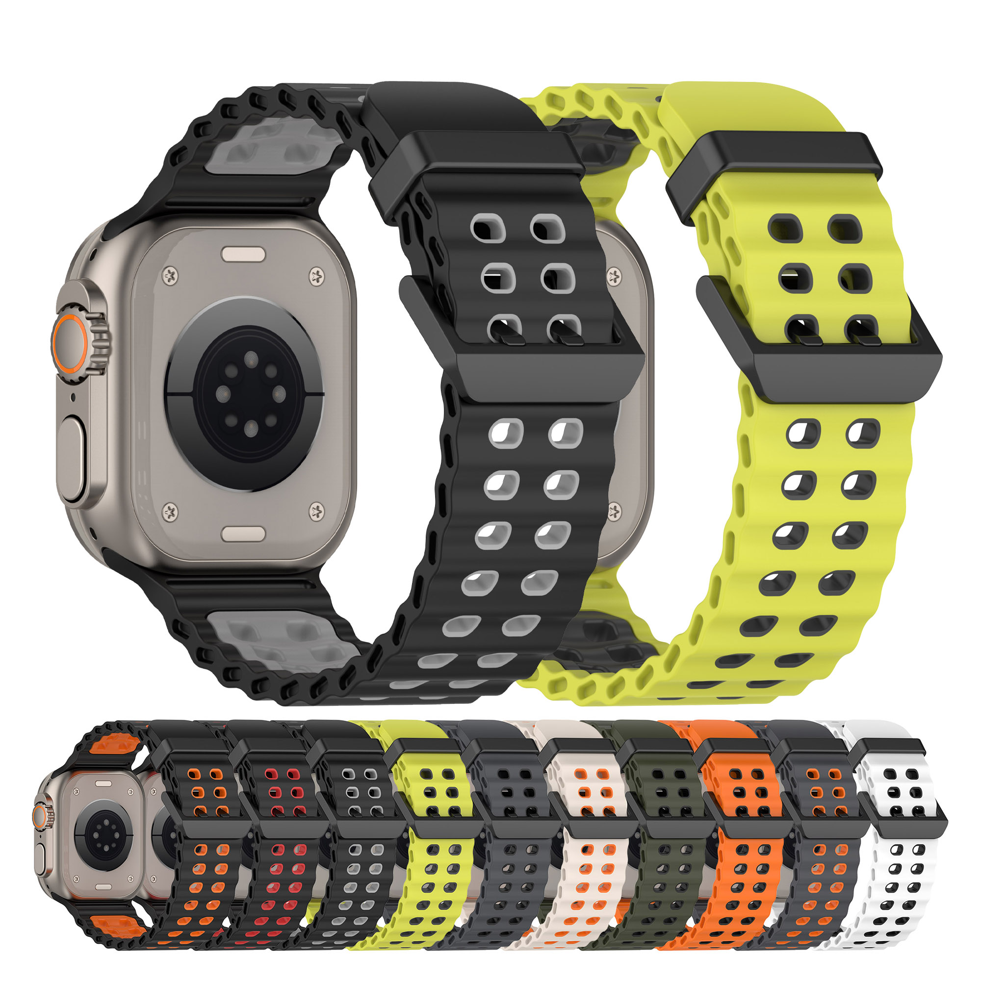 1pcs Sport Silicone Strap For Apple Watch Ultra 2 49/46mm 45/ 44mm Band For Apple iWatch series 10 9 8 7 6 SE Bracelet Wristband