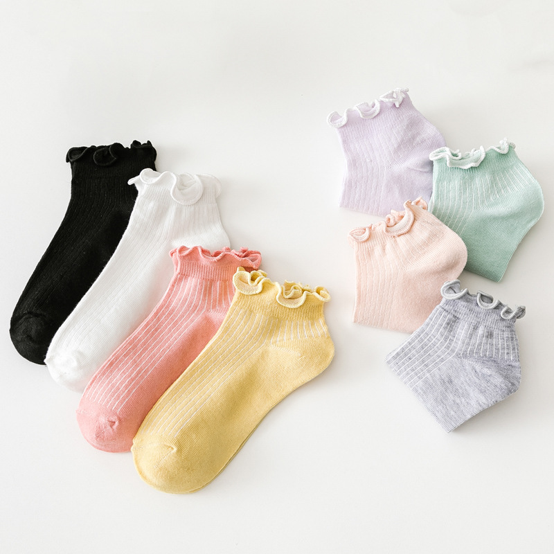 1/8 Pairs Spring Summer Casual Versatile Short Tube Transparent Women's Socks Item Solid Color Fungus Edge Women's Short Socks