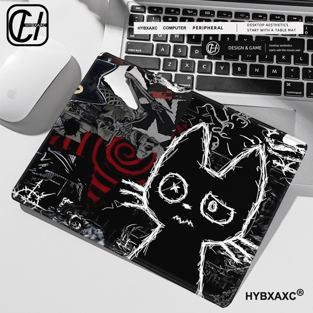 Black cat Mouse Pad Large Square Computer Office Game Table Mats Anti-slip Mousepads Small Decor Desk Pads Size optional