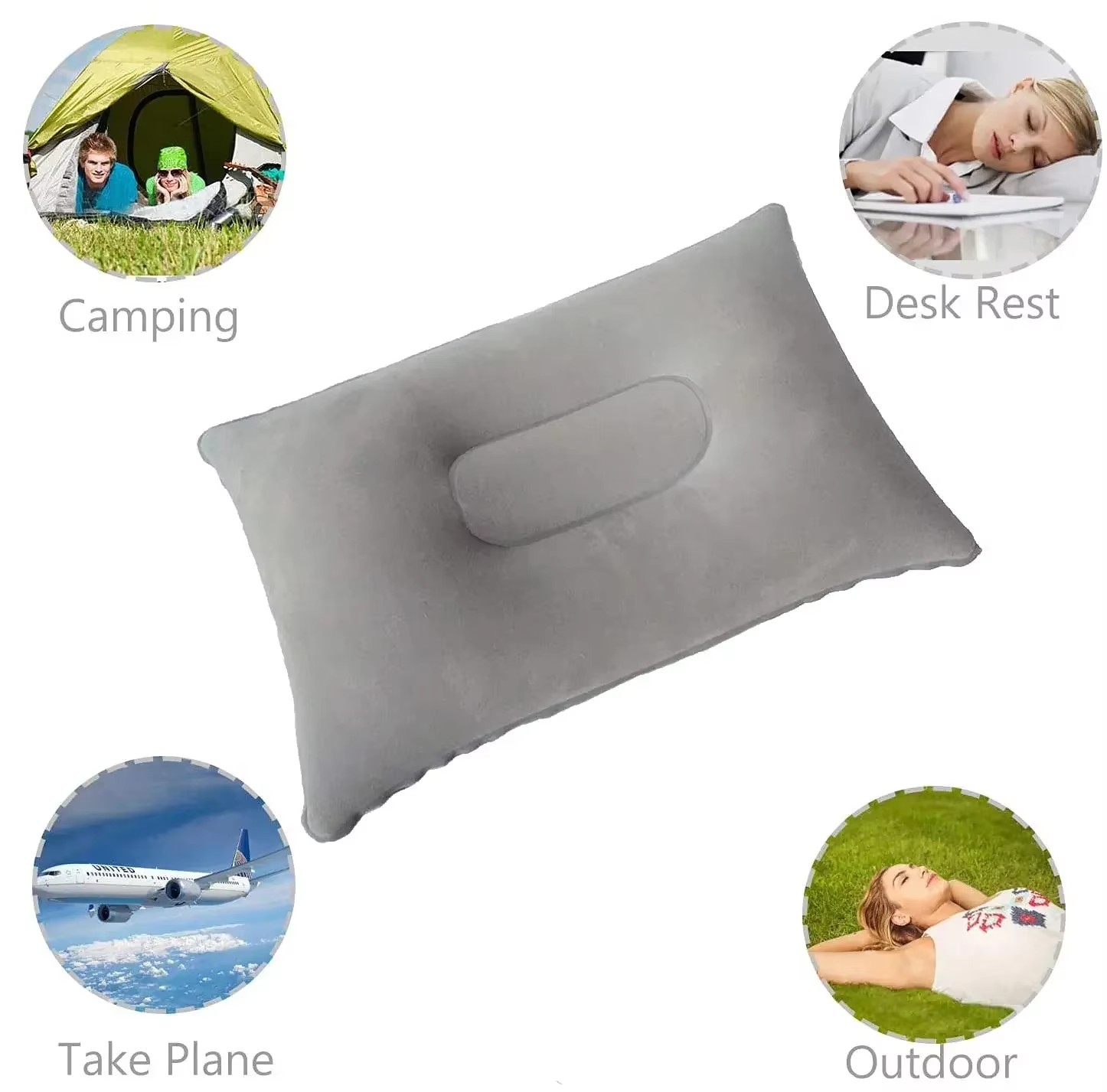 Portable Fold Inflatable Air Pillow Outdoor Travel Sleeping Camping PVC Neck Stretcher Backrest Plane Comfortable Pillow