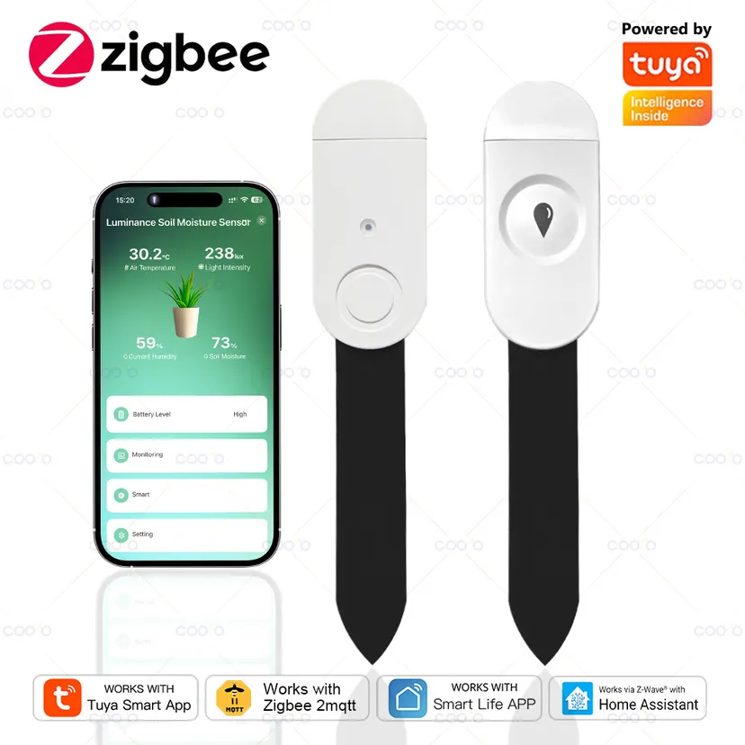 Tuya Zigbee Soil Sensor Smart Humidity Temperature Moisture Tester Smart Life Real Time Monitor Detector for Plant Garden