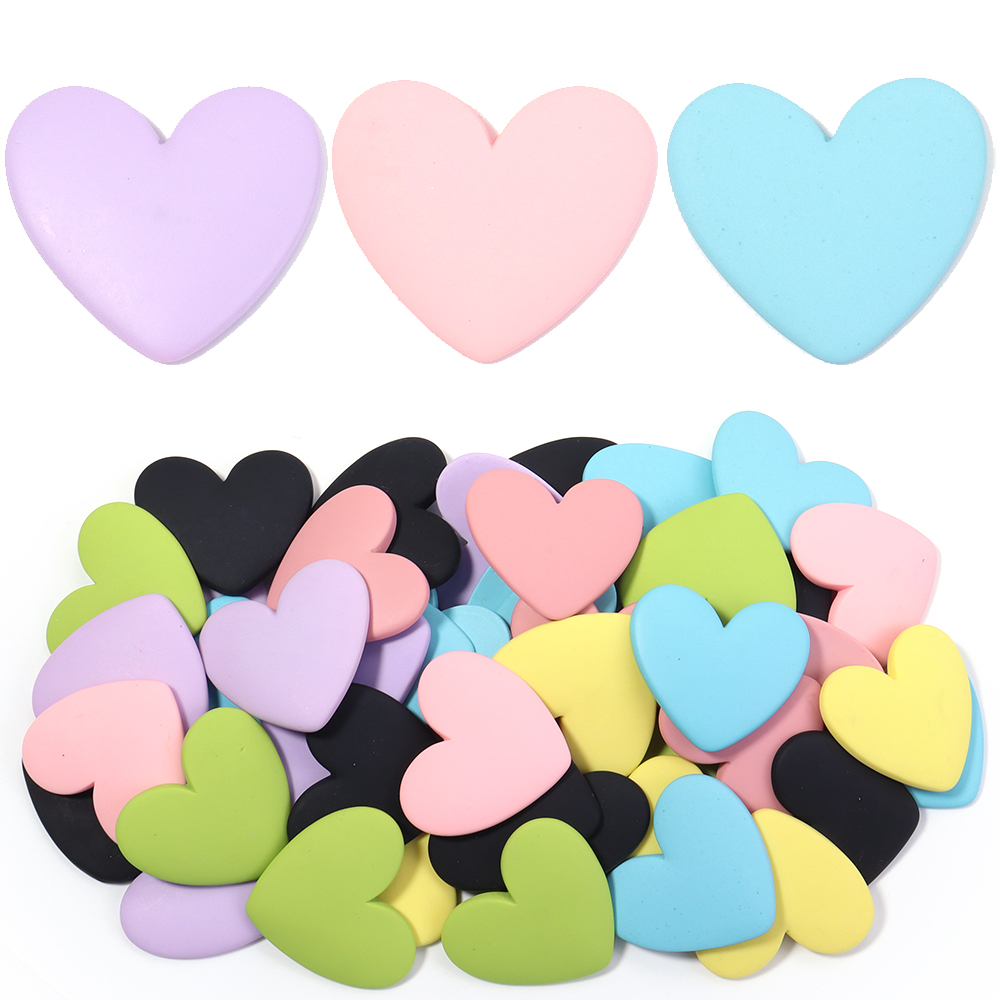 10pcs/lot Colorful Love Heart Flatback Resin Cabochon 3.3X3.6cm Resin Heart Patch For DIY Phone Chell Decoration Accessories