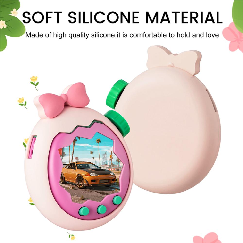 Silicone Cute Protective Case For Tamagotchi Paradise Shockproof Toy Digital Pet With Top Bow Decoration Toy Accessories