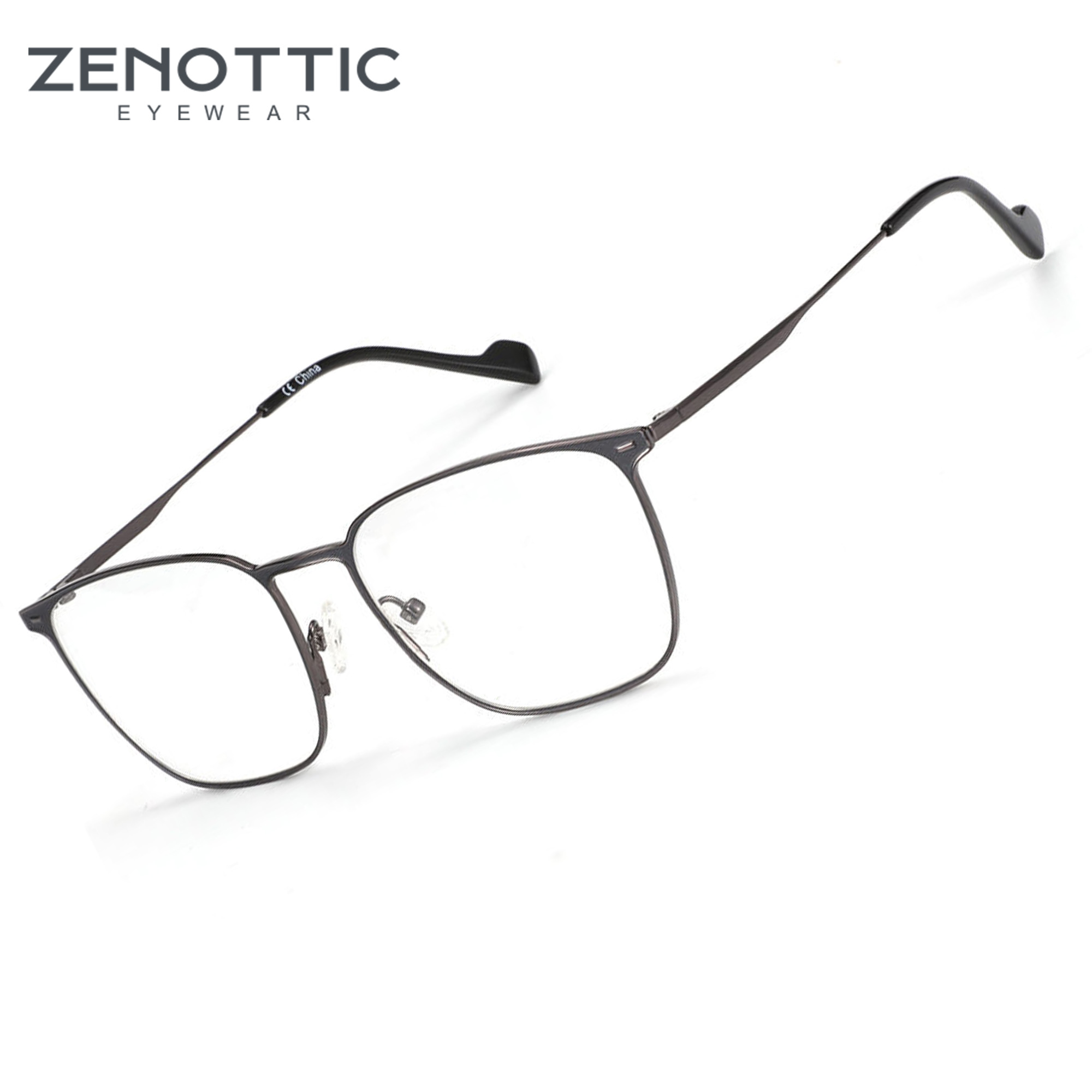 ZENOTTIC Fashion Square Titanium Glasses Frame Modern Male Optical Eyewear Lightweight Alloy Non-Prescription Eyeglasses