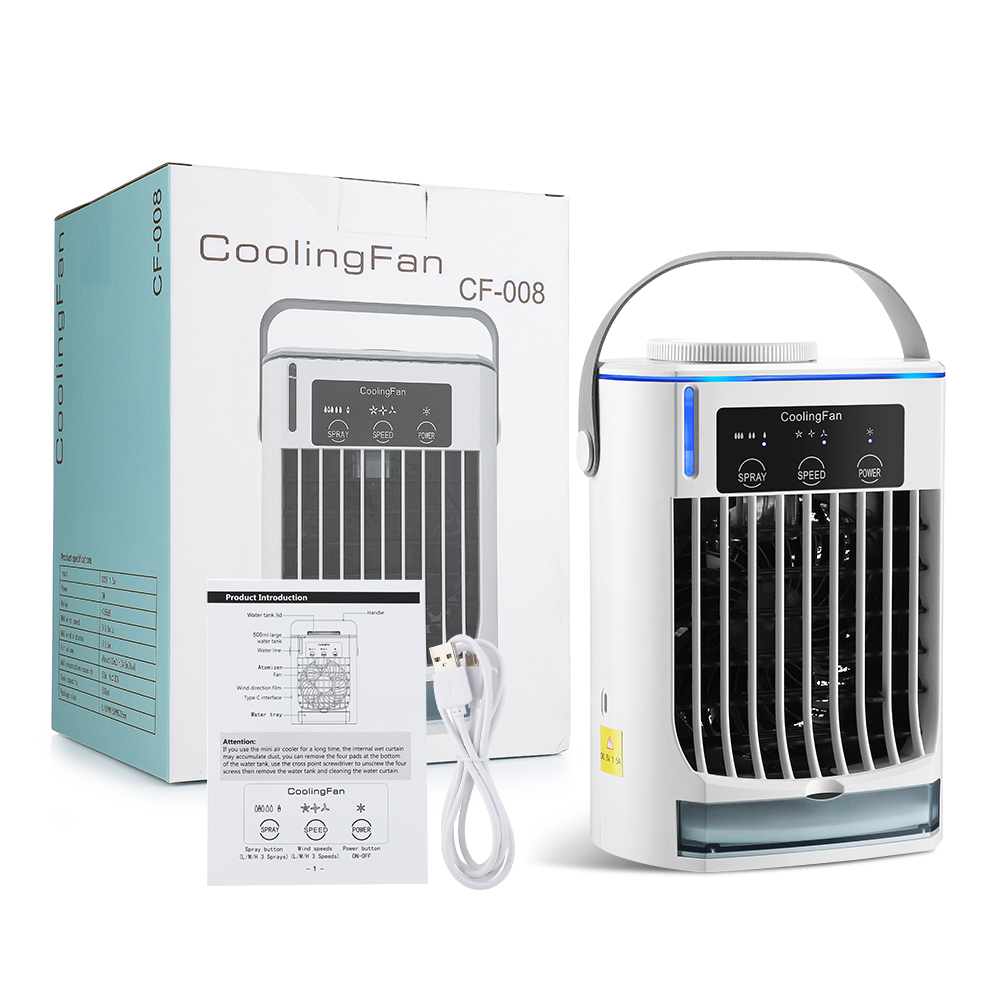 Portable Air Conditioner Rechargeable Personal Cordless Air Cooler Quiet Desk Fan with 3 Speeds Small Air Conditioner Fan Bles Online DZ-23A-55