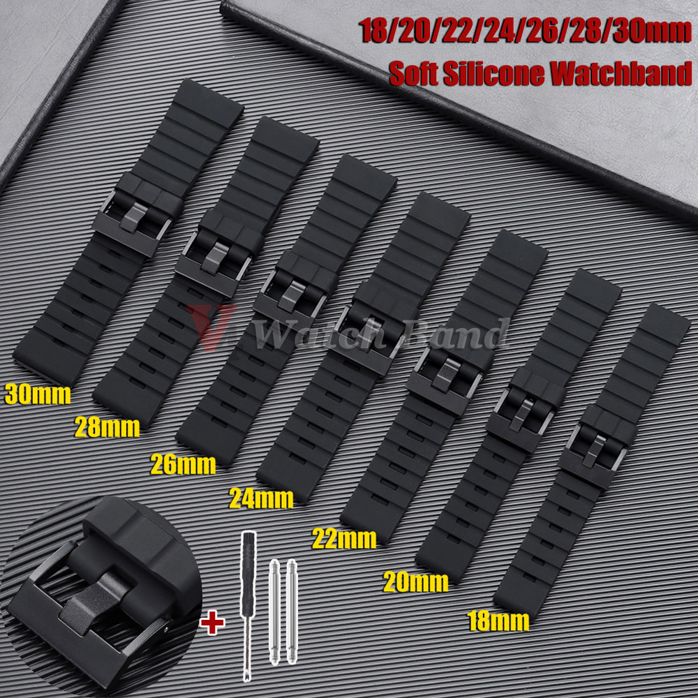 30mm 28mm 26mm 24mm Big Size Silicone Strap 18mm 20mm 22mm Waterproof Watchband Sport Universal Wristband Men Bracelets
