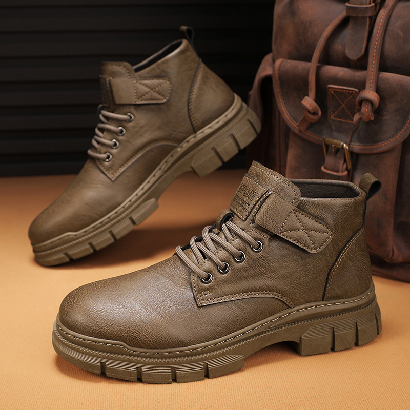 Genuine Leather Men Desert Boots Casual Outdoor Soft Sole Walking Shoes Outdoor Lace Up Boots High Quality Male High Top Shoes
