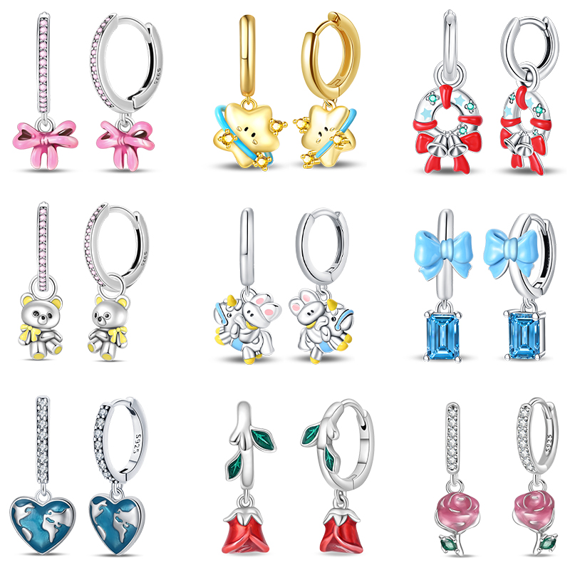 Women's 925 Sterling Silver Love Rainbow Horse Star Dopamine Color Cute Sweet Romantic Date Party Wedding Exquisite Jewelry