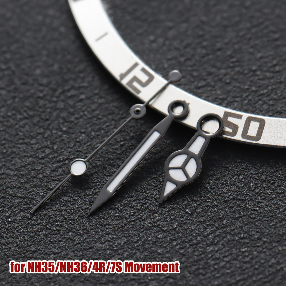 Silver Grey NH35 Hands Green Luminous Watch Hands for NH34 NH35 NH36 4R 7S Movement Ghost Watches Pointers Watch Accessories