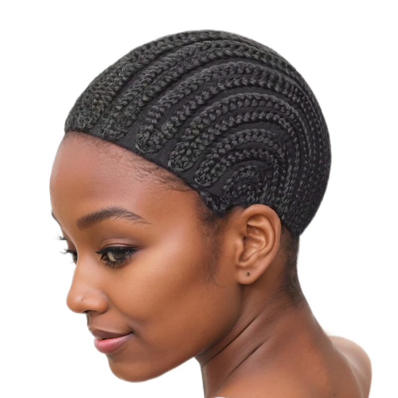 1PC Black Braided Wig Cap for Crochet Ponytail Cosplay Breathable Cornrow Easier Sew-in Weave Hair Accessory