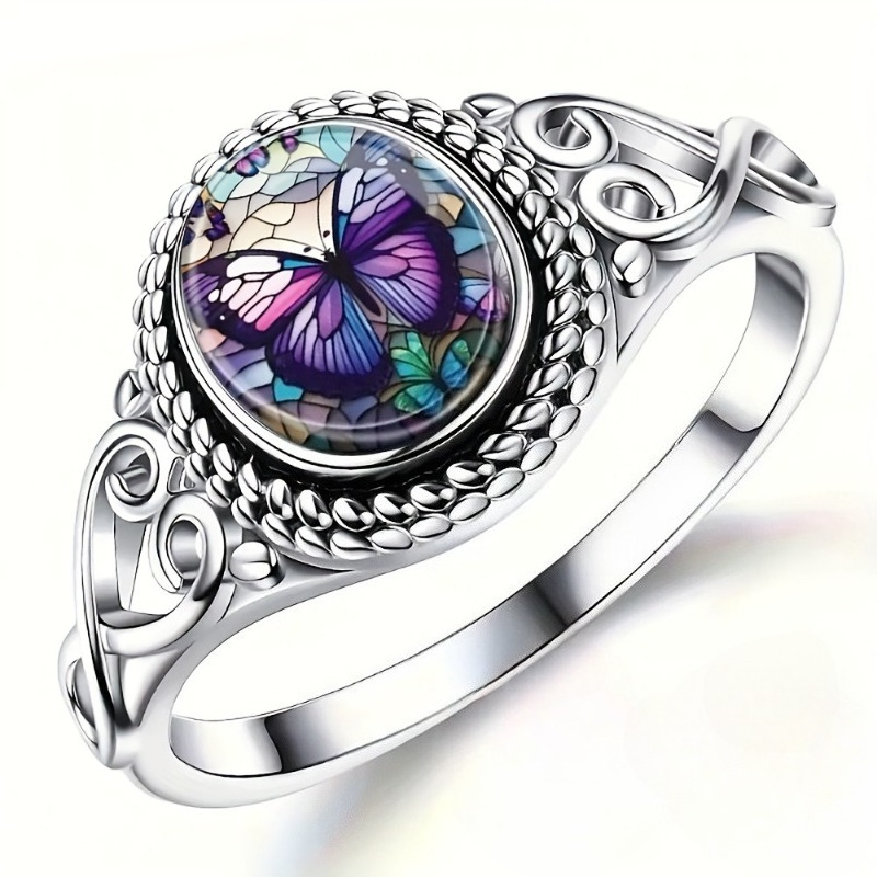 1pc Vintage Ethnic Style Oval Stone Carved Pattern Ring for Women's Bohemian Personalized Holiday Party Accessory Jewelry