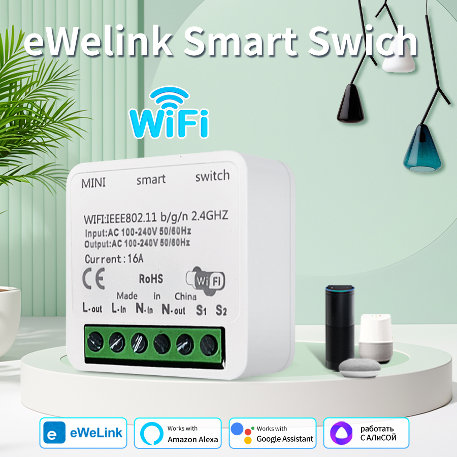 16A eWelink Wifi Smart Switch Module For Light Fan AC100-240V Automatic Relay Breaker Remote Control Alexa Home Yandex lightify