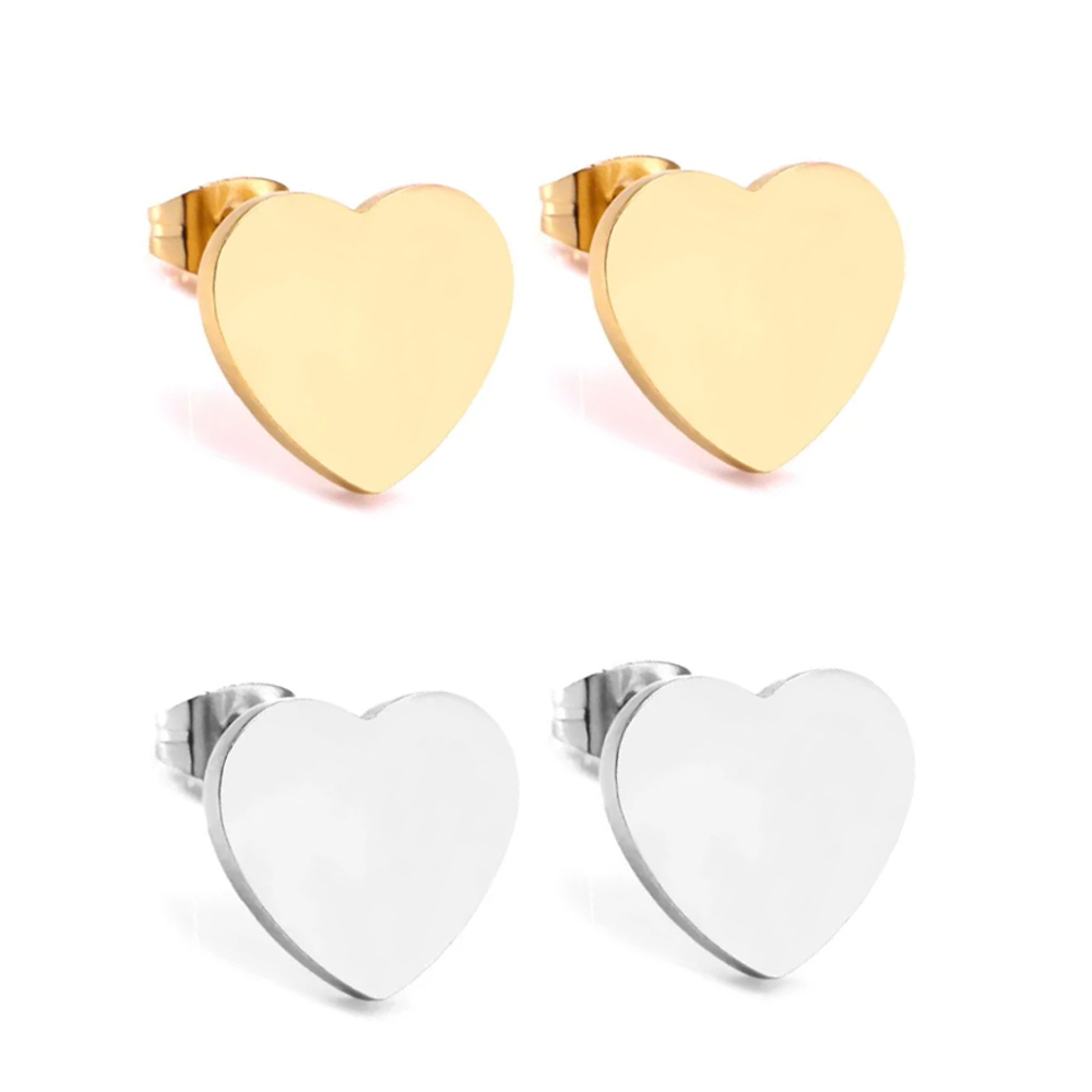 LUXUSTEEL New Heart Stud Earrings Stainless Steel Push Back Earring Fashion Jewelry Female Bijoux Valentine's