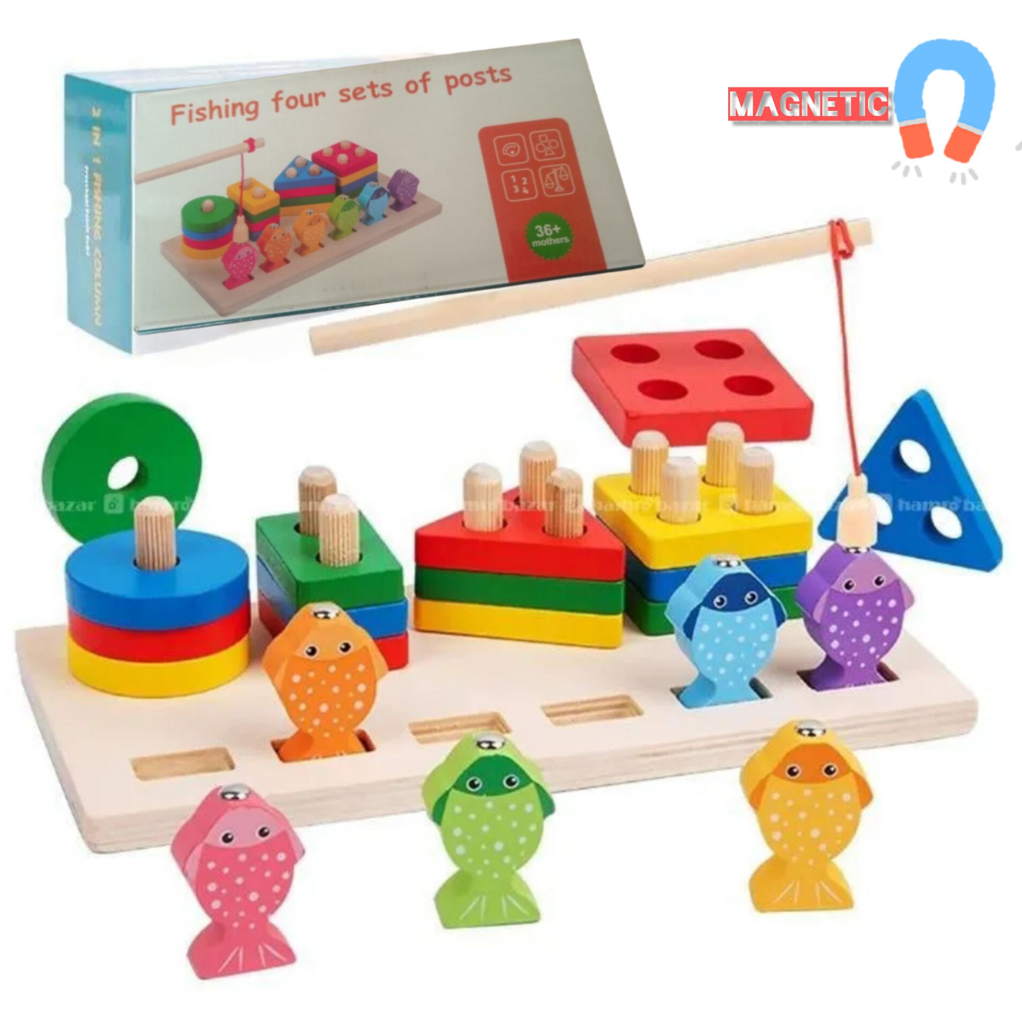 Montessori Wooden Kindergarden Magnetic Fishing Sets Stacking & Sorting Toy