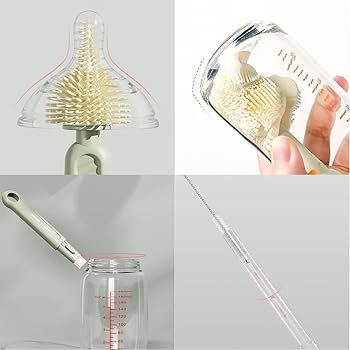 COZYKIDS - 4Pcs Silicone Bottle Cleaning Brush 360 Degree Cup Brush Glass Cleaner Baby Pacifier Straw Scrubber Kitchen Cleaning Tool Set