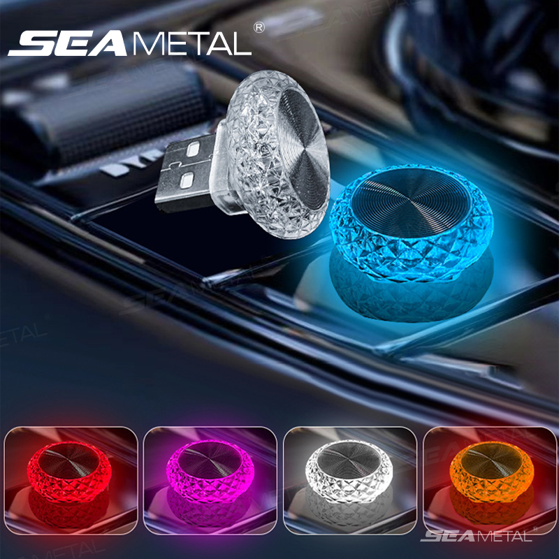 SEAMETAL Portable USB Mini LED Ambient Light Colorful Car Interior Atmosphere Lamp Plug and Play Design Light for Car Decoration