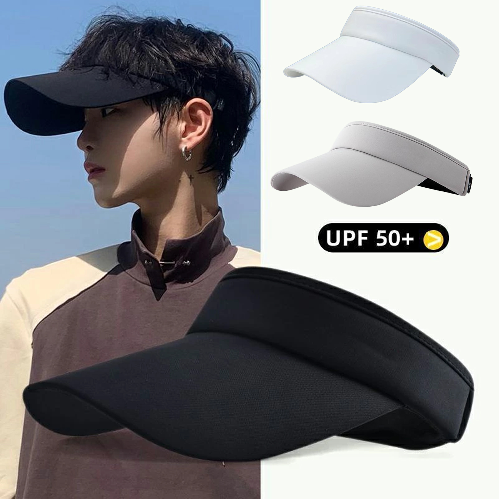Empty Top Sports Hat Casual Breathability Adjustable Suncreen Camping Visors Quick Drying UV Protection Hiking Travel Beach Caps