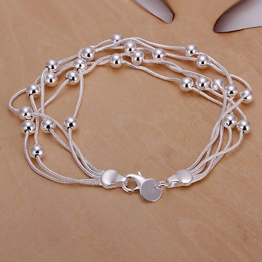 hot sell fashion fine product Silver Color Jewelry chain beads Bracelets For cute lady women gifts free shipping H234