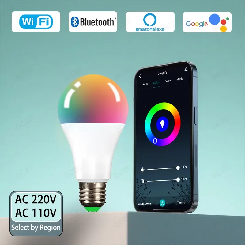 Smart Led Light Bulb Wifi/BLE Alexa Led Lamp E27 RGB 110V 220V Smart Lamps For Assistant Cozylife lightify