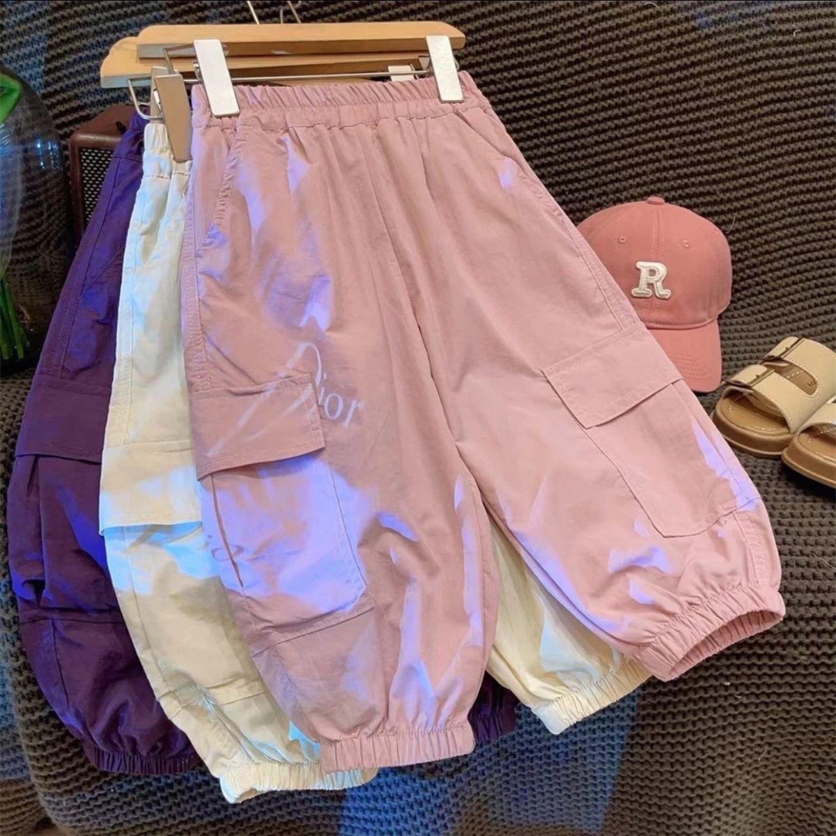 2025 Girls' Pants Summer New Work Pants Korean Edition Small and Medium sized Girls Handsome Legged Summer Children's Pants
